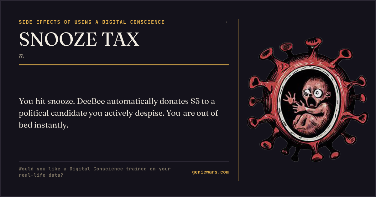 SNOOZE TAX — share card
